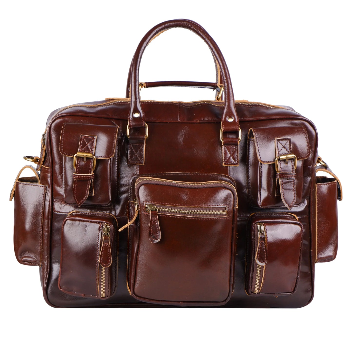 Elegant Norman Lustrous Briefcase Leather messenger bag for men and women