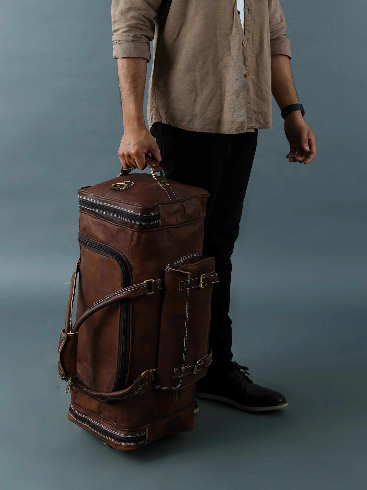 Vintage Vagabond Leather Duffel Leather Unisex Duffle Bag