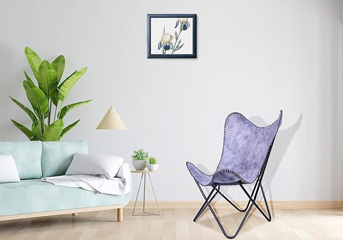 Grey Leather Butterfly Arm Chair -Handmade with Powder Coated Folding Iron Frame (Vintage Cover with Frame) (Grey+Black)