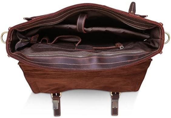 Leather Messenger 15.6 inch Bag Genuine Leather Briefcase for Men Flap over Satchel Leather Messenger Laptop Bag