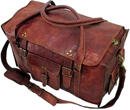 Retro Style Carry on Luggage Flap Distressed Leather Duffel Bag for Men and Women