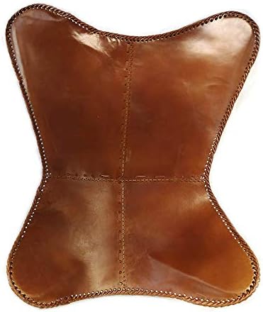 Handmade Tan Leather Arm Chair Cover Leather Butterfly Chair Home Decor (TAN_ ONLY Cover)