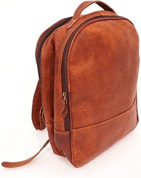 16 inch Vintage Genuine Leather Slim Laptop Backpack, College Casual Rusksack Travel Bag