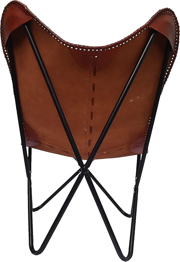 Handmade Tan Leather Arm Chair Cover Leather Butterfly Chair Home Decor