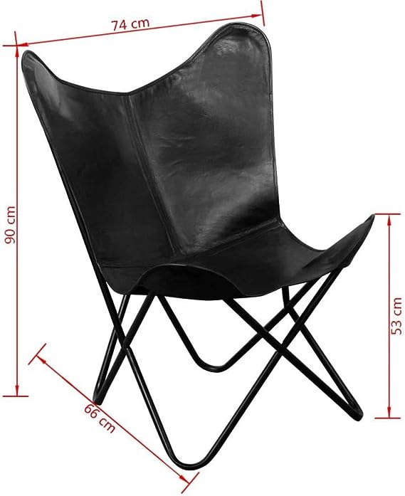 Leather Butterfly Chair Black Living Room Chair Accent Chairs armless Chair Leather Chair with Black Metal Base (Iron Frame with Black Cover)