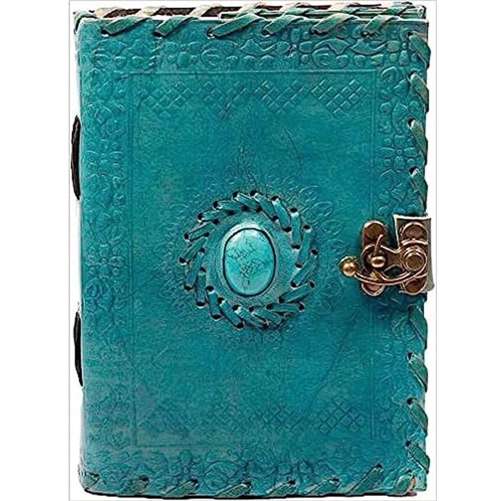Leather Journal Writing Notebook Handmade Bound Vintage Journal For Women & Men with lapiz Stone Gift For Art Sketchbook In 7x5