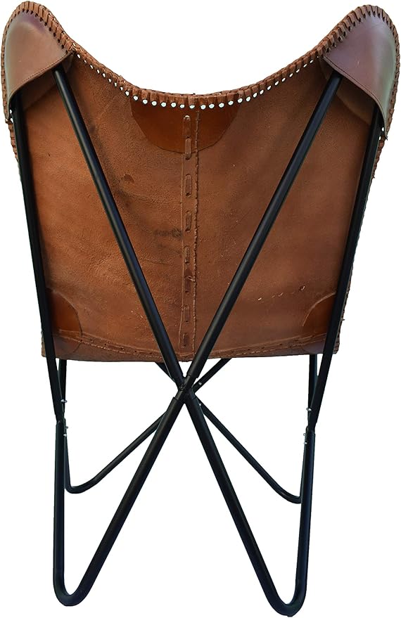New Vintage Leather Butterfly Chair Home Decor Handmade Living Room Chair Retro Tan Brown Cover