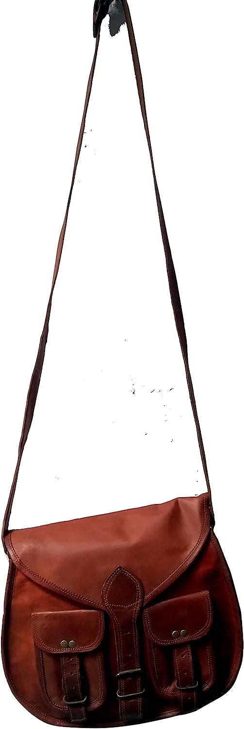 10X13 Inch Leather crossbody bags Purse Women Shoulder Bag Satchel Ladies Tote Saddle Travel Purse full grain Leather (Tan Brown)