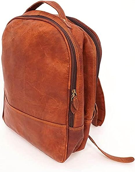 16 inch Vintage Genuine Leather Slim Laptop Backpack, College Casual Rusksack Travel Bag