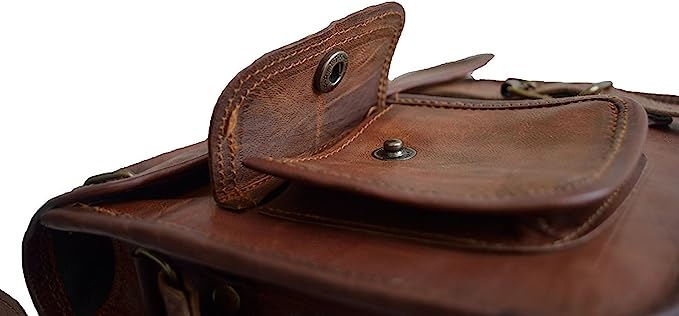 11-inch Vintage Handmade Leather Messenger Bag for Office Document Briefcase and iPad