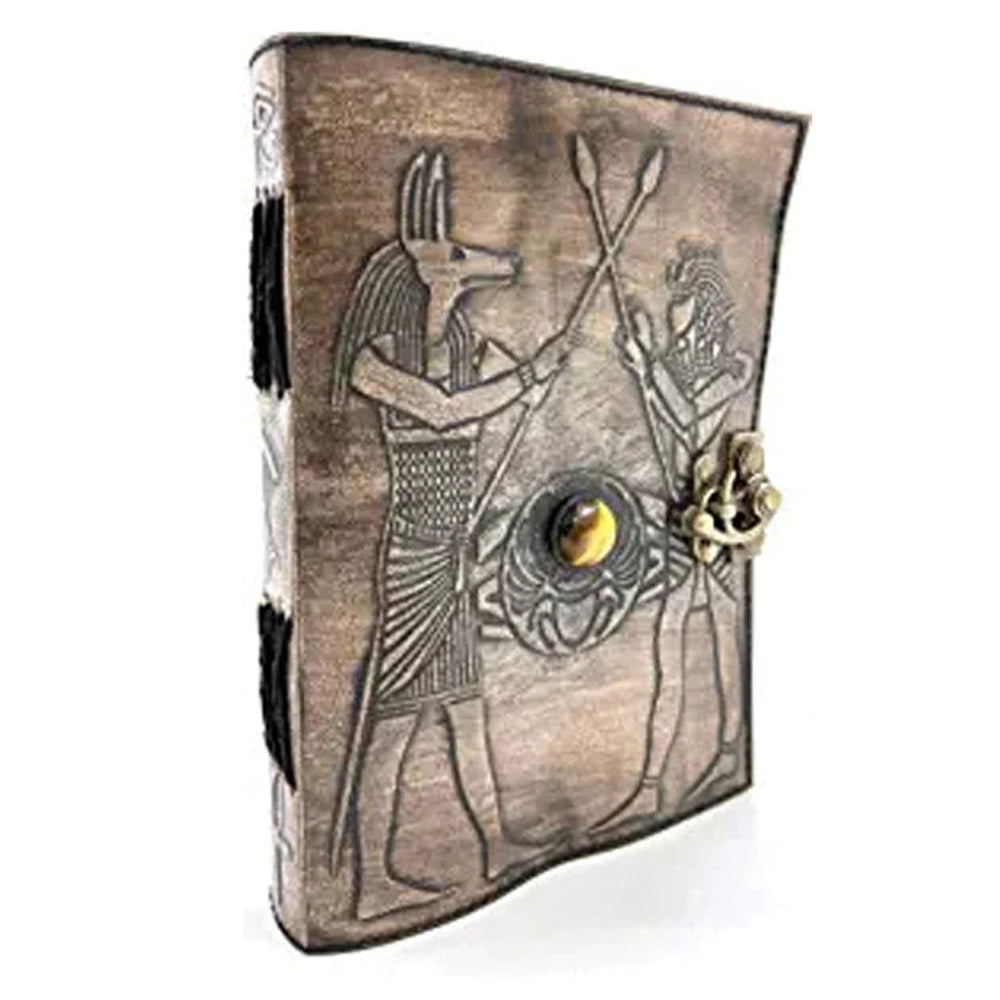 Egypt Theme Leather Journal Refillable Paper Handmade writing Notebook Travel Diary leather Bound Daily Notepad 240 Kraft Pages, Rustic Brown, 5 x 7 in