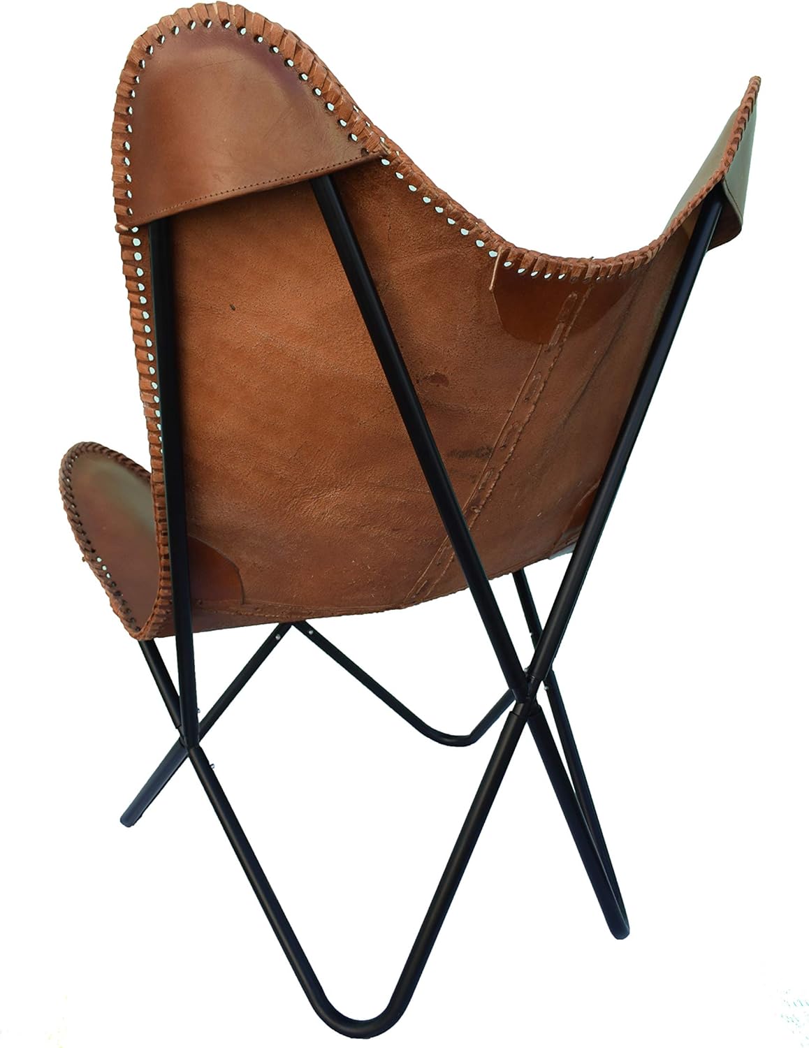 New Vintage Leather Butterfly Chair Home Decor Handmade Living Room Chair Retro Tan Brown Cover
