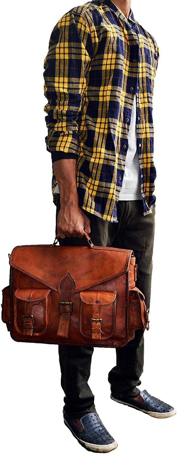 15 Inch Rustic Vintage Leather Messenger Bag Leather Laptop Bag Men's Leather Briefcase Satchel Bag