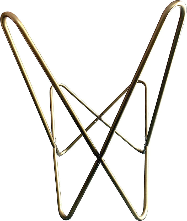 Leather Living Room Chairs-Butterfly Chair Brown Leather Butterfly Chair-Handmade with Powder Coated Folding Iron Frame
