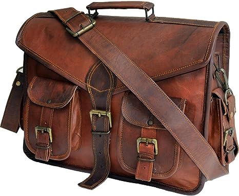 15 Inch Rustic Vintage Leather Messenger Bag Leather Laptop Bag Men's Leather Briefcase Satchel Bag