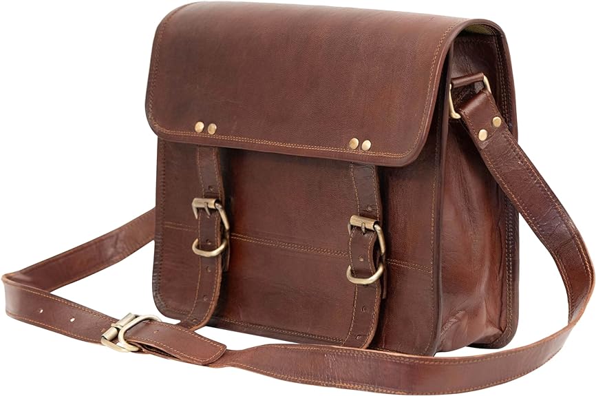 10" Inch Leather Office Messenger Bag vintage satchel Crossbody Bags for Men and Women unisex