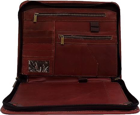 Leather Portfolio, A4 Document Folder Writing Pad Padfolio, Professional Writing Letter Notepad Organizer for Business Office Conference, Resume Folio Binder Gift for Men & Women