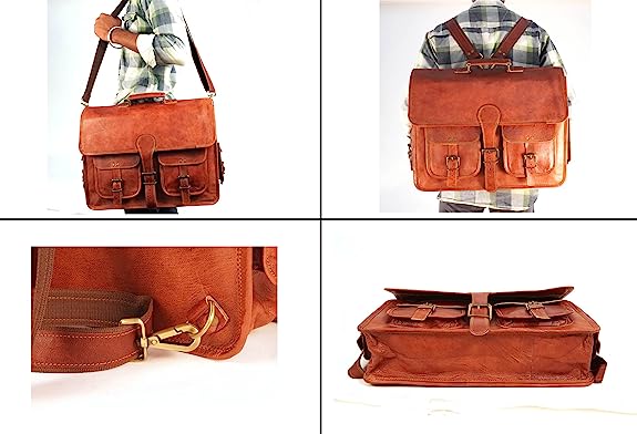Handmade Leather Messenger Laptop Computer Satchel Distressed Bag Stylish Backpack and Briefcase Bag for Men