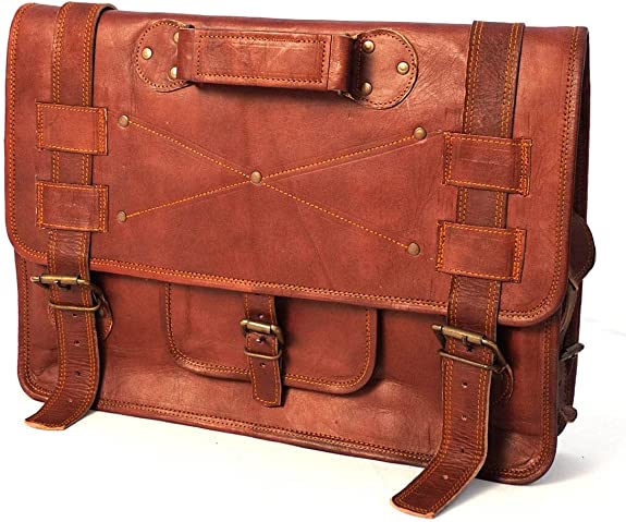 Handmade Leather Messenger Laptop Computer Satchel Distressed Bag (13" X 18") Stylish Backpack and Briefcase Bag for Men