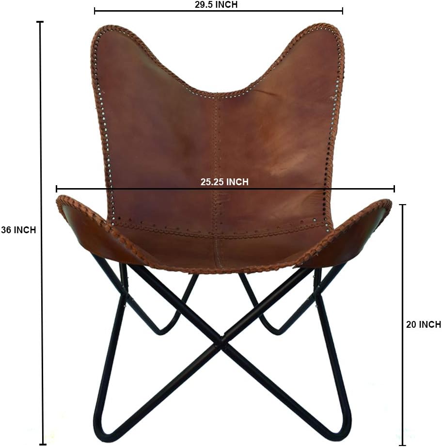 New Vintage Leather Butterfly Chair Home Decor Handmade Living Room Chair Retro Tan Brown Cover