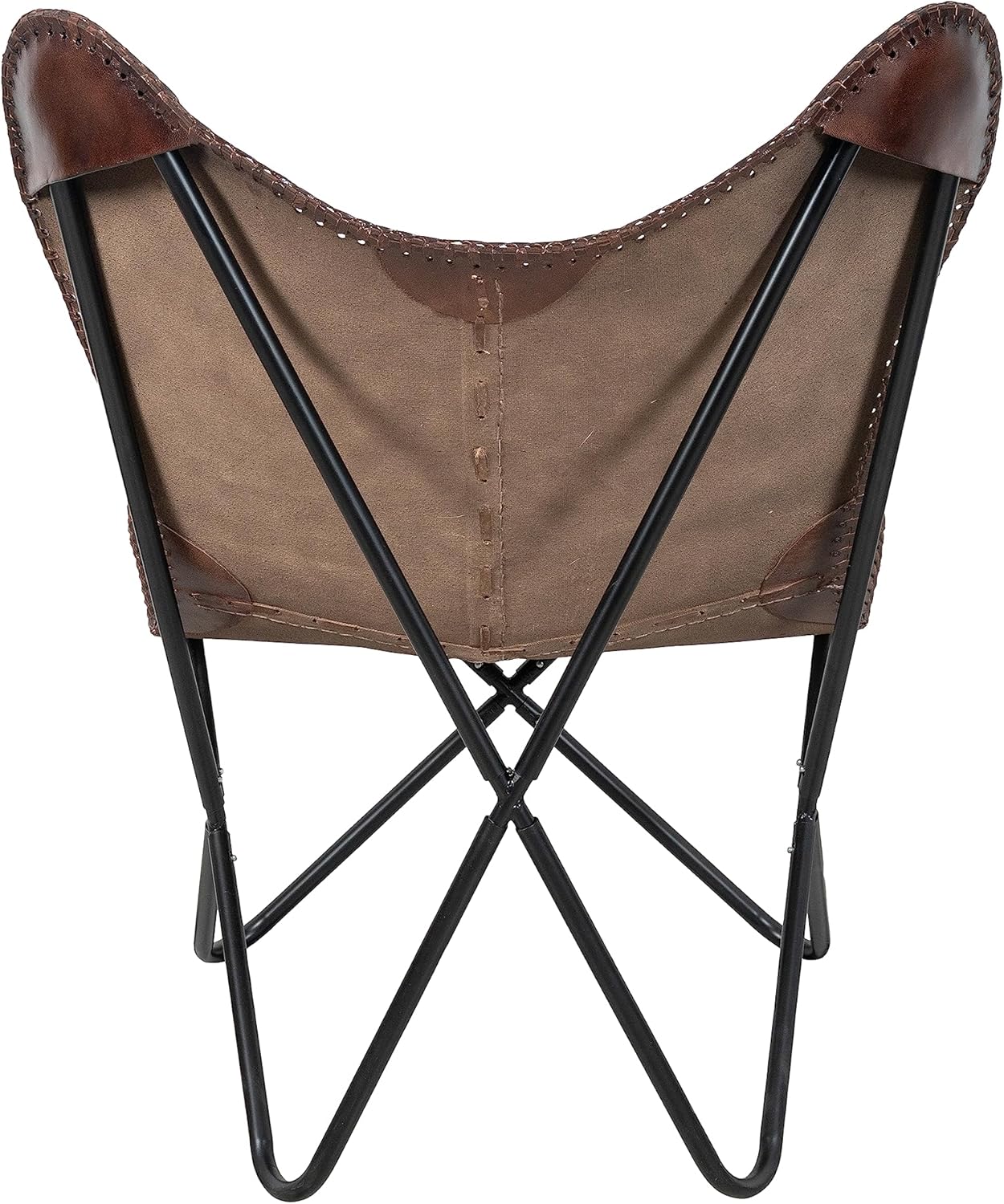 Vintage Brown Leather & Arm Butterfly Chair | Genuine Tan Leather Butterfly Chair Home Decor | Handmade Chair