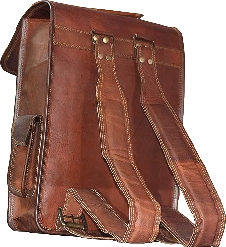 16" Vintage leather Backpack Laptop Messenger Bag Lightweight College Rucksack Sling for Men Women