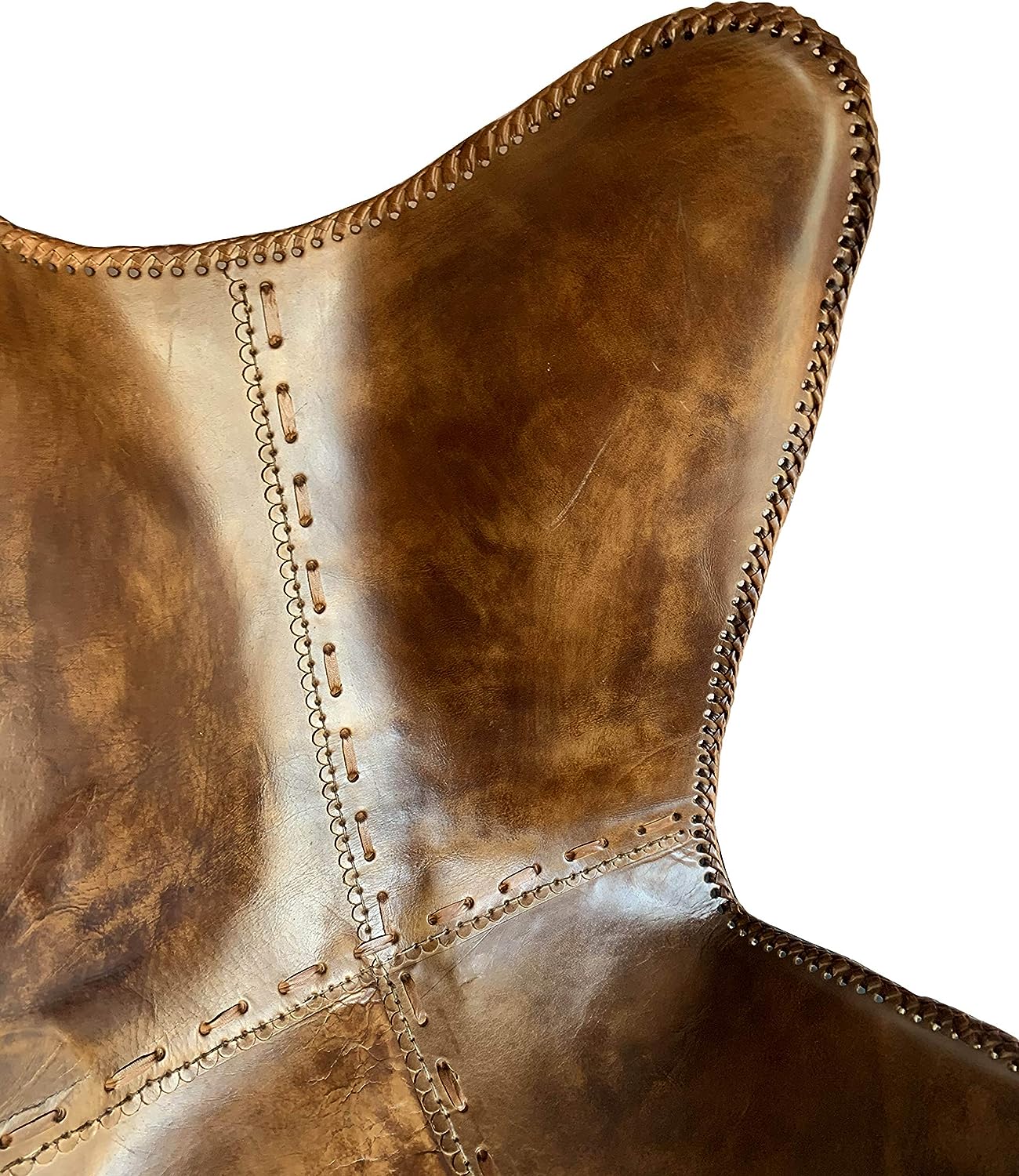 Brown Vintage Leather Arm Folding Chair/Genuine Antique Leather Butterfly Chair Home Décor/Handmade Chair (with Fold-able Stand) - Camping-Hiking-Chairs