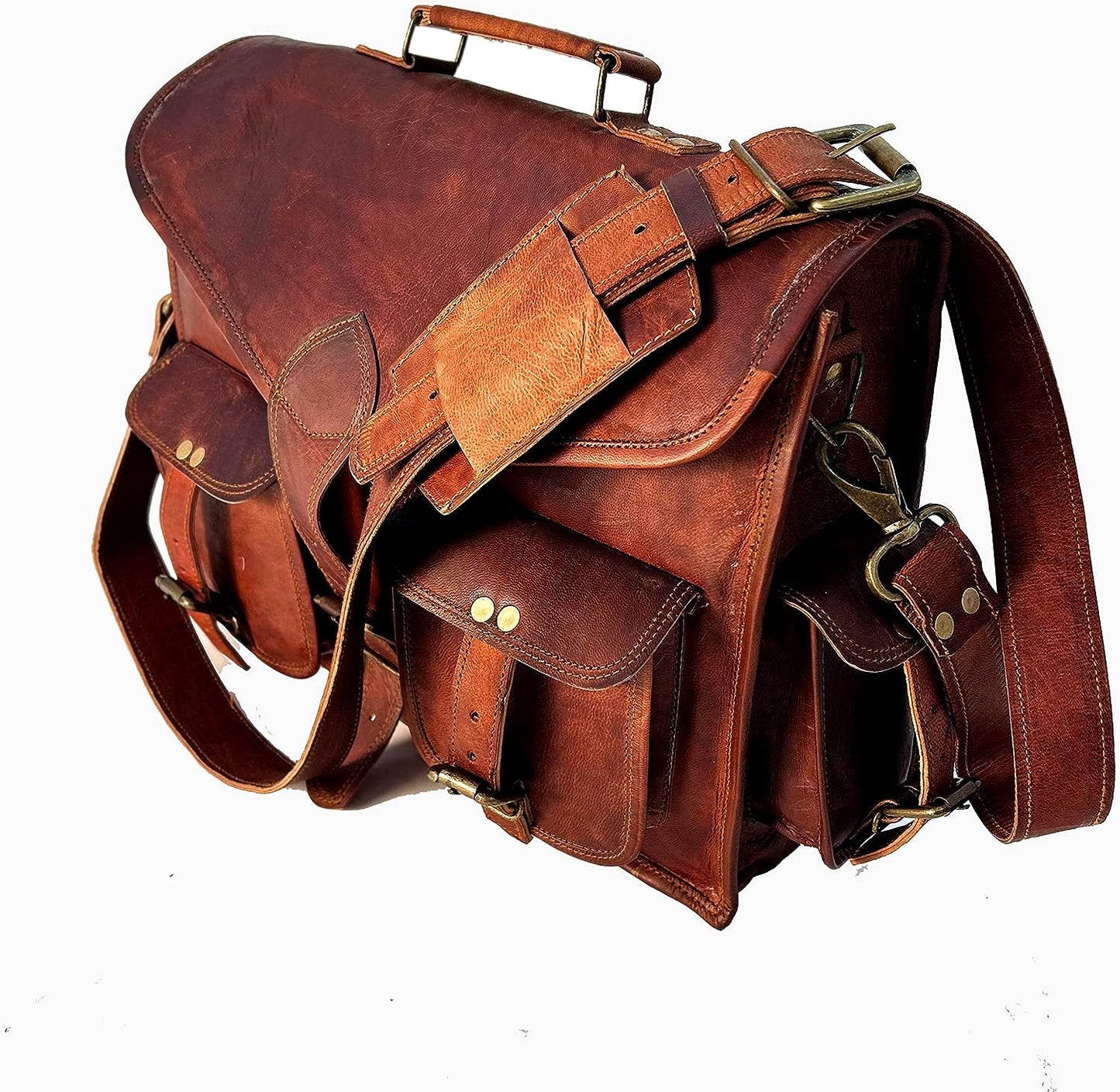 15 Inch Rustic Vintage Leather Messenger Bag Leather Laptop Bag Men's Leather Briefcase Satchel Bag