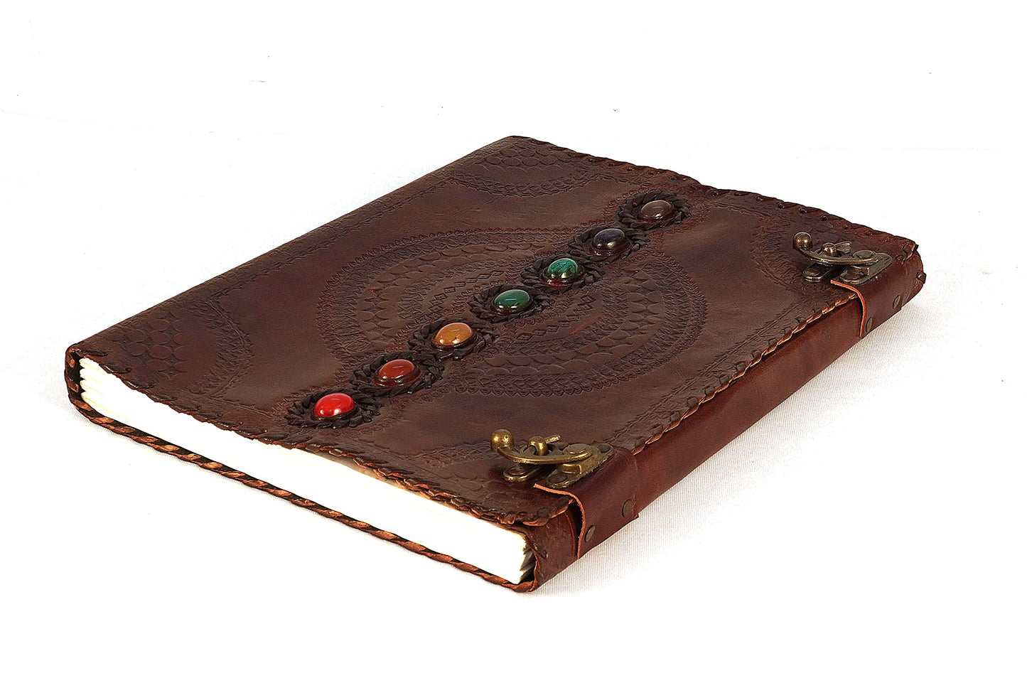 Leather Journal Book 10 x 13 Inches Seven Chakra Medieval Stone Embossed Handmade Book of Shadows Notebook Office Diary College Book Poetry Book Sketch Book Office Product