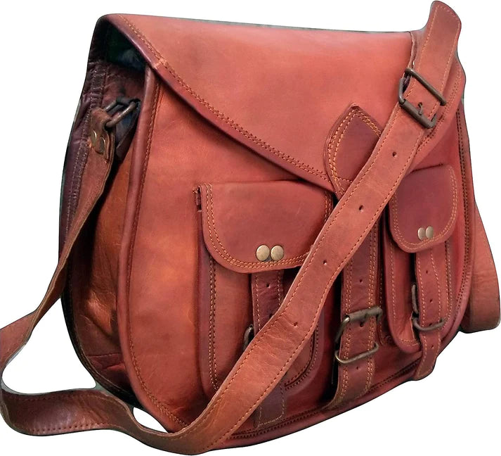 10X13 Inch Leather crossbody bags Purse Women Shoulder Bag Satchel Ladies Tote Saddle Travel Purse full grain Leather (Tan Brown)