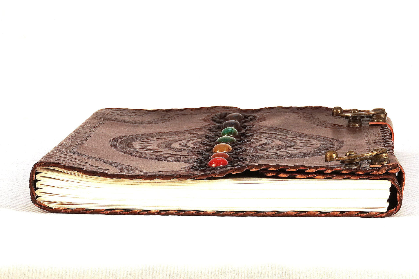 Leather Journal Book 10 x 13 Inches Seven Chakra Medieval Stone Embossed Handmade Book of Shadows Notebook Office Diary College Book Poetry Book Sketch Book Office Product