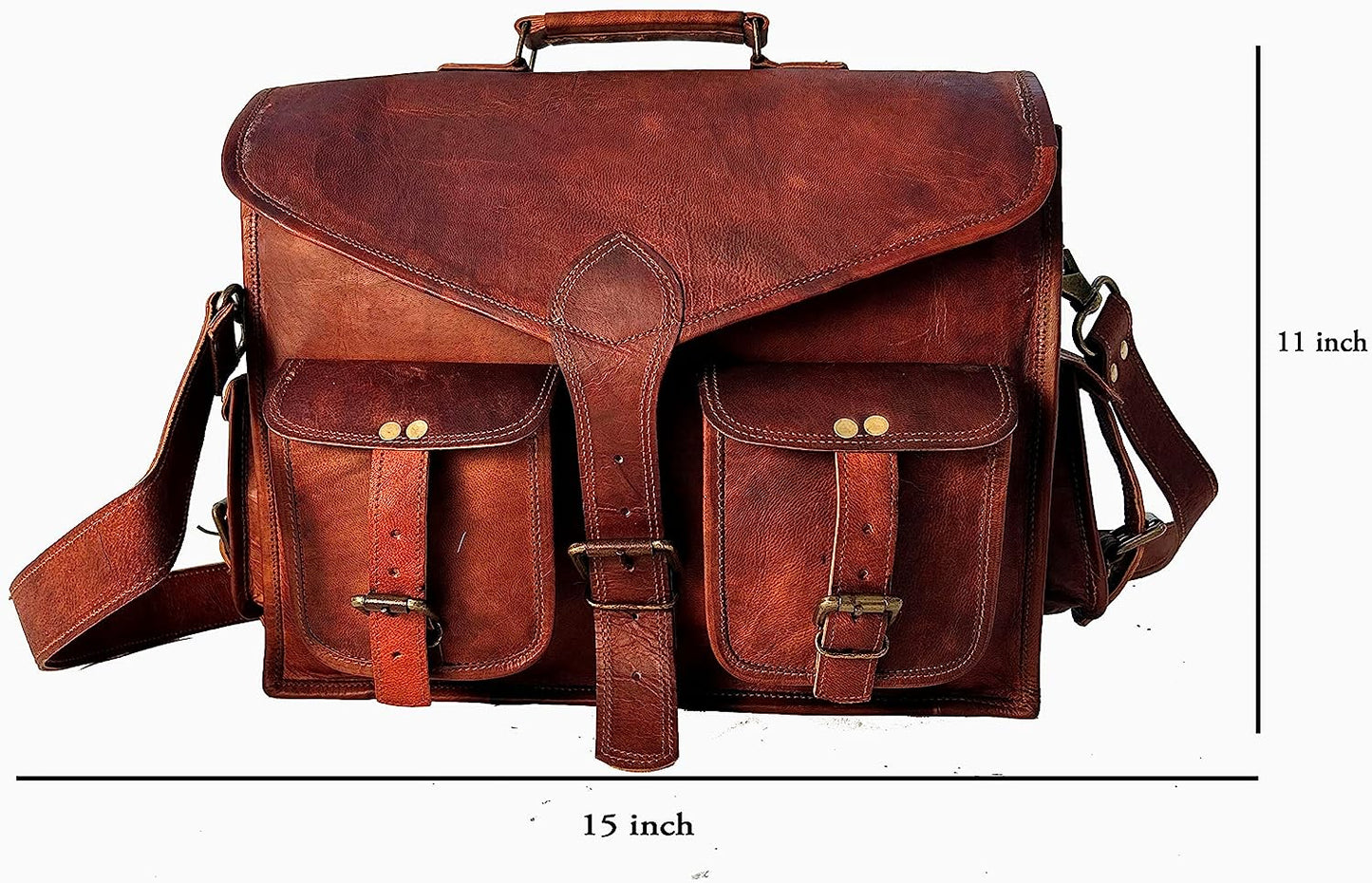 15 Inch Rustic Vintage Leather Messenger Bag Leather Laptop Bag Men's Leather Briefcase Satchel Bag