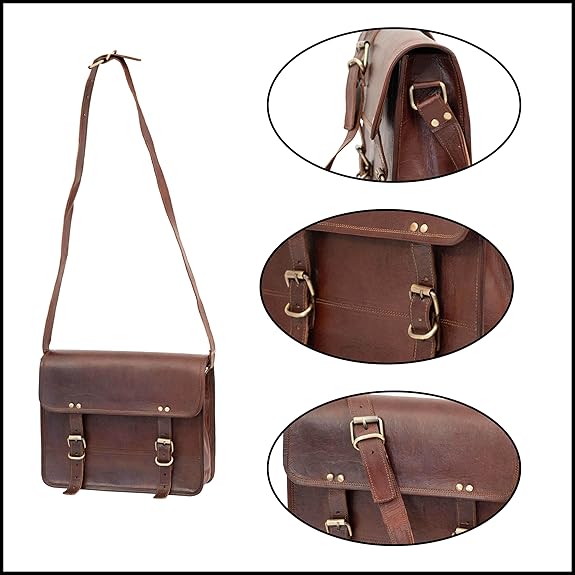 10" Inch Leather Office Messenger Bag vintage satchel Crossbody Bags for Men and Women unisex