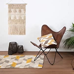 Vintage Brown Leather & Arm Butterfly Chair | Genuine Tan Leather Butterfly Chair Home Decor | Handmade Chair
