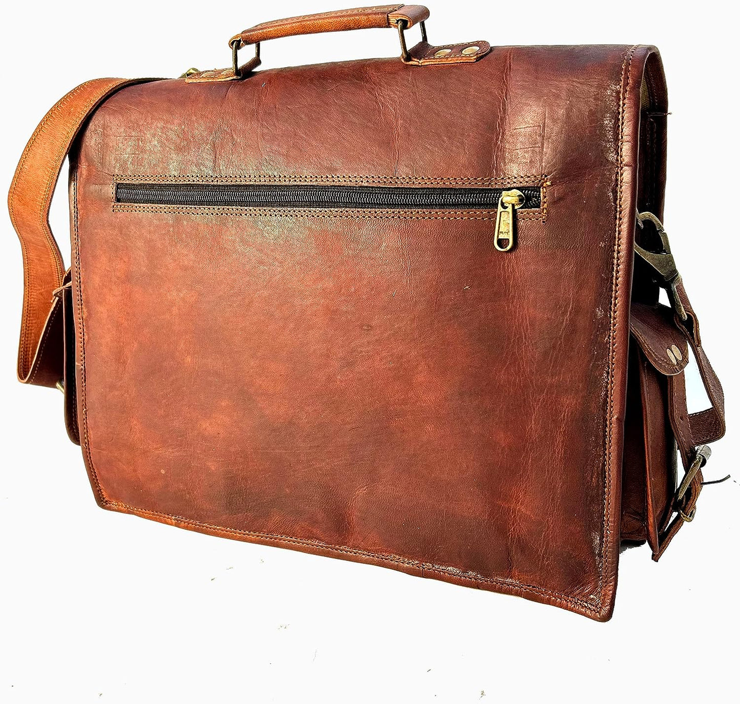 15 Inch Rustic Vintage Leather Messenger Bag Leather Laptop Bag Men's Leather Briefcase Satchel Bag