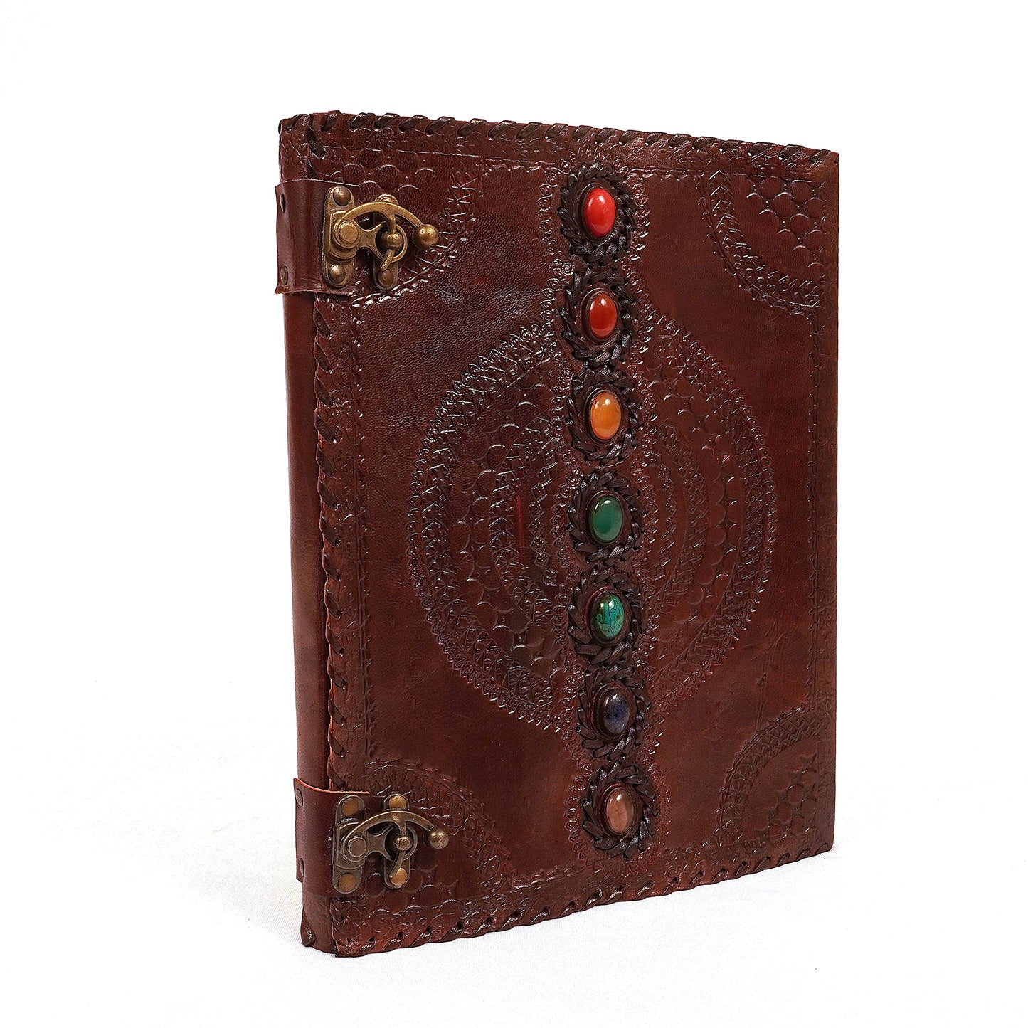 Leather Journal Book 10 x 13 Inches Seven Chakra Medieval Stone Embossed Handmade Book of Shadows Notebook Office Diary College Book Poetry Book Sketch Book Office Product