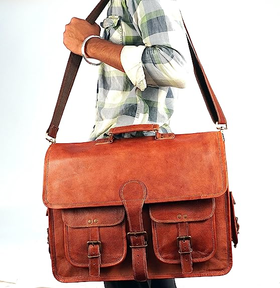Handmade Leather Messenger Laptop Computer Satchel Distressed Bag Stylish Backpack and Briefcase Bag for Men