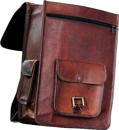 16" Vintage leather Backpack Laptop Messenger Bag Lightweight College Rucksack Sling for Men Women