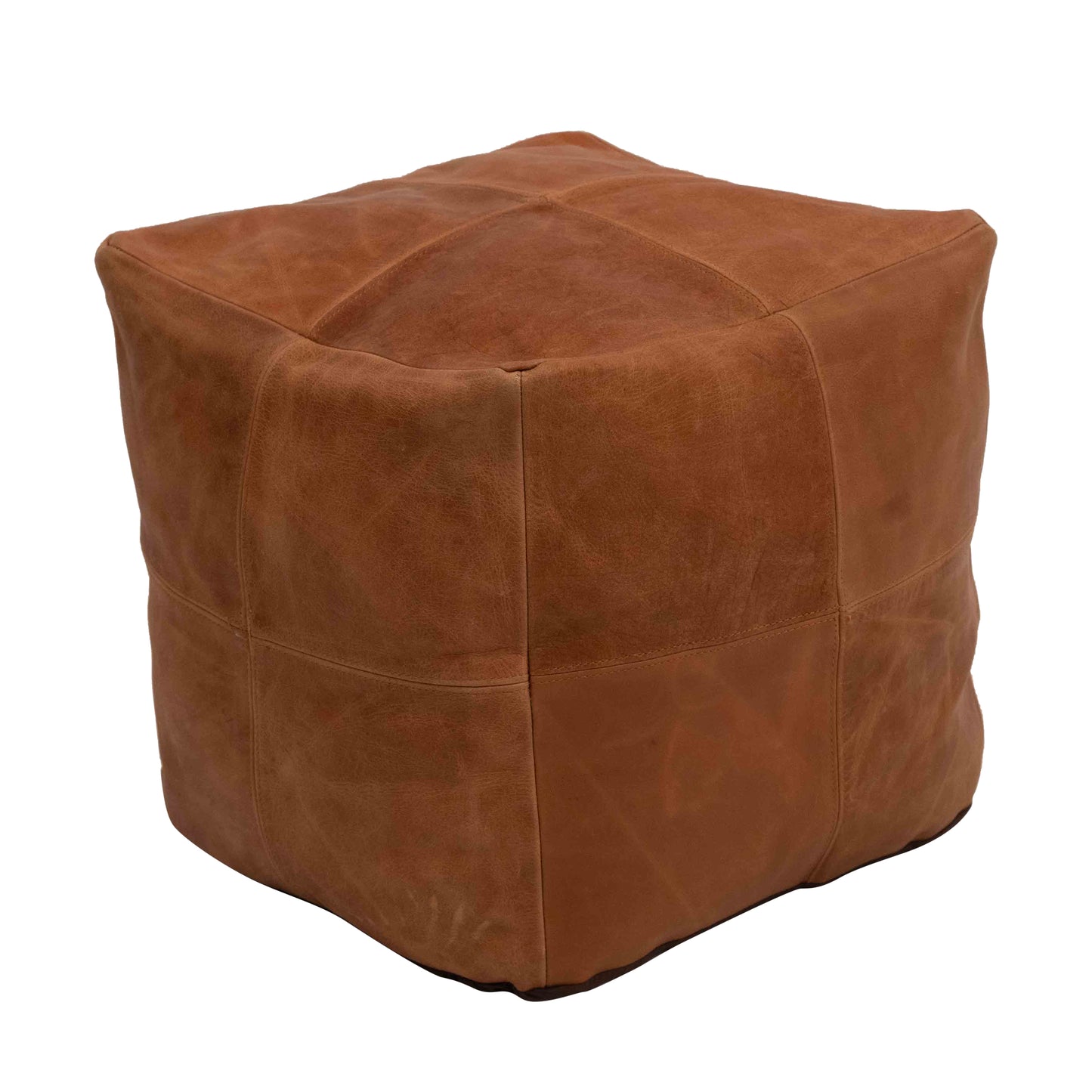 Square Leather Pouf Moroccan Pouf - Genuine Goatskin Leather - Room Decor -Hassock & Ottoman Footstool - Square & Large Ottoman Pouf - Unstuffed (Brown Color)