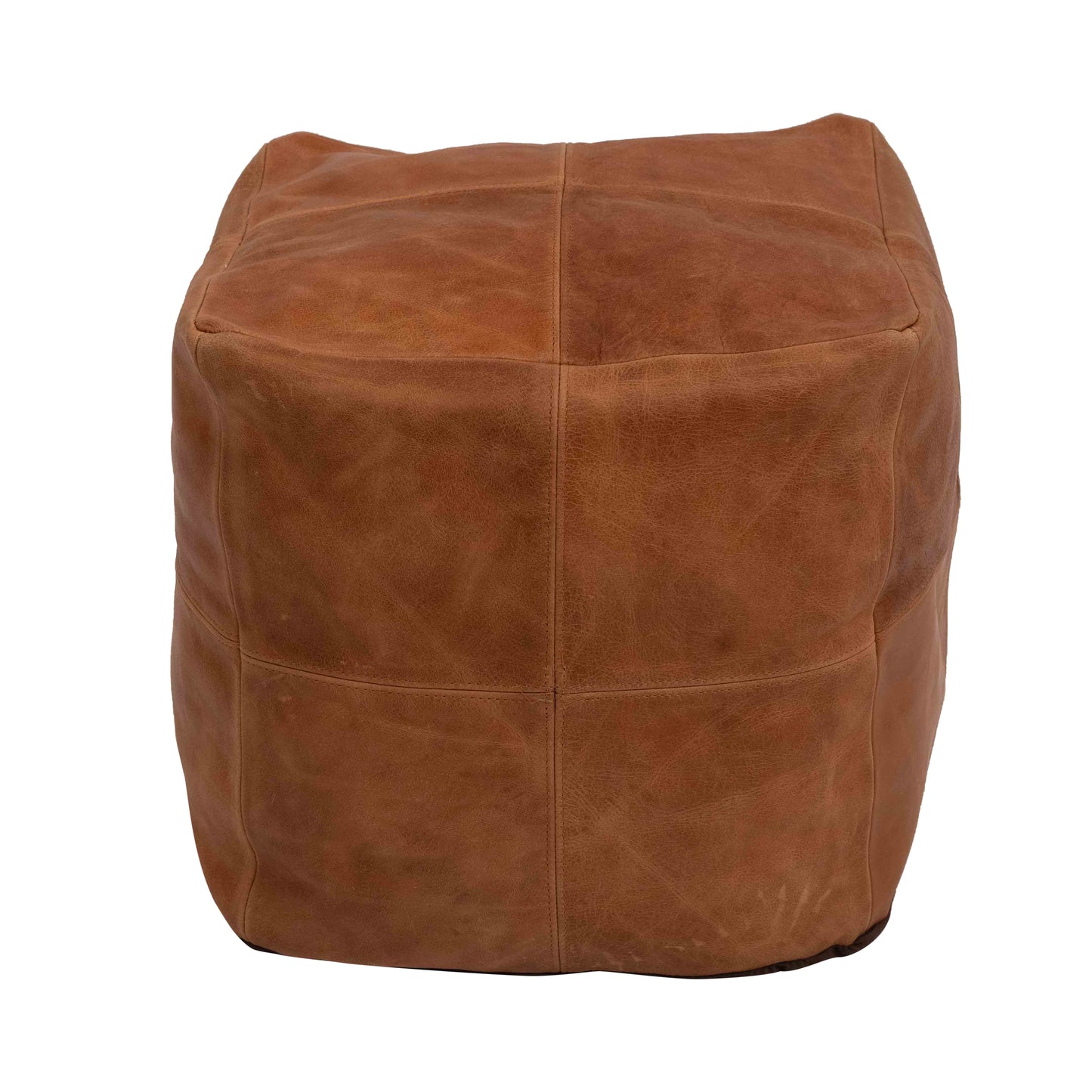 Square Leather Pouf Moroccan Pouf - Genuine Goatskin Leather - Room Decor -Hassock & Ottoman Footstool - Square & Large Ottoman Pouf - Unstuffed (Brown Color)