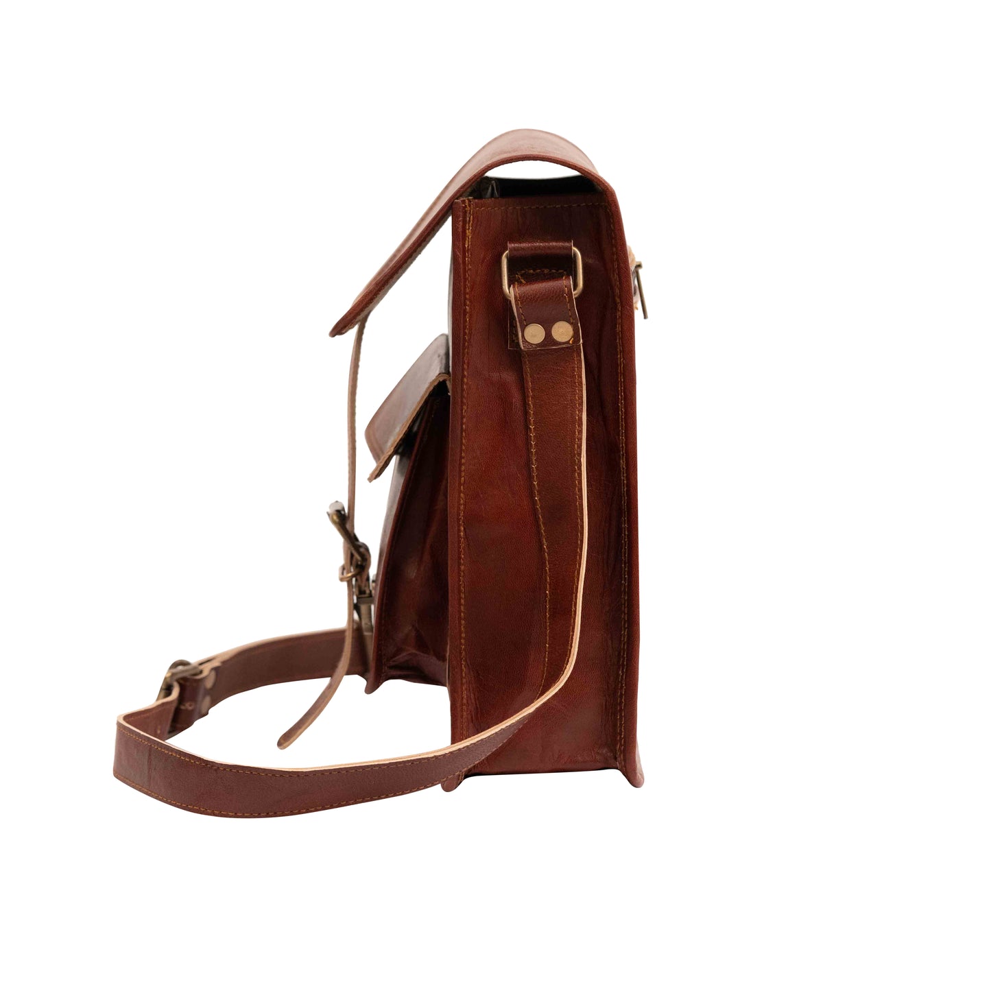 11" Brown Small Leather Messenger Bag Shoulder Bag Cross Body Vintage Messenger Bag For Women & Men Satchel Man Purse Compatible With Ipad & Tablet