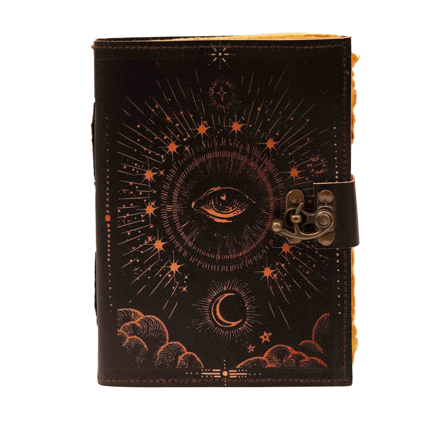 Galaxy with Eye Vintage Leather Journal Antique Handmade Deckle Edge Vintage Paper, Leather Sketchbook, Drawing Notebook, Printed Leather Journal, Perfect for men and women