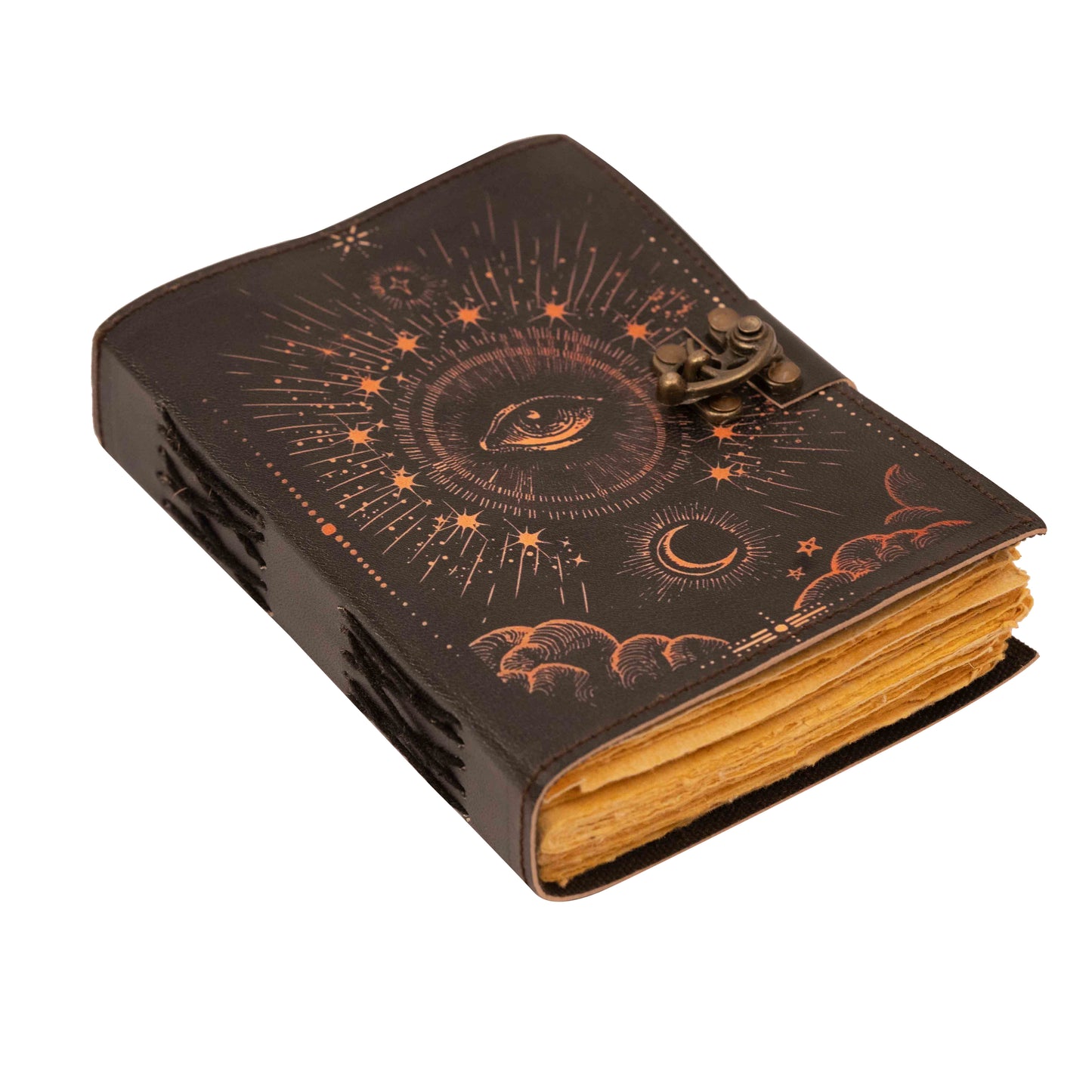 Galaxy with Eye Vintage Leather Journal Antique Handmade Deckle Edge Vintage Paper, Leather Sketchbook, Drawing Notebook, Printed Leather Journal, Perfect for men and women