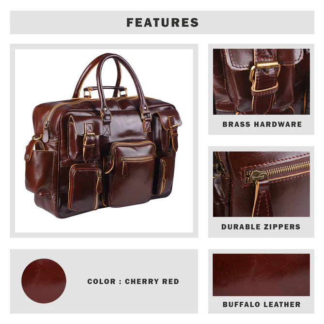 Elegant Norman Lustrous Briefcase Leather messenger bag for men and women