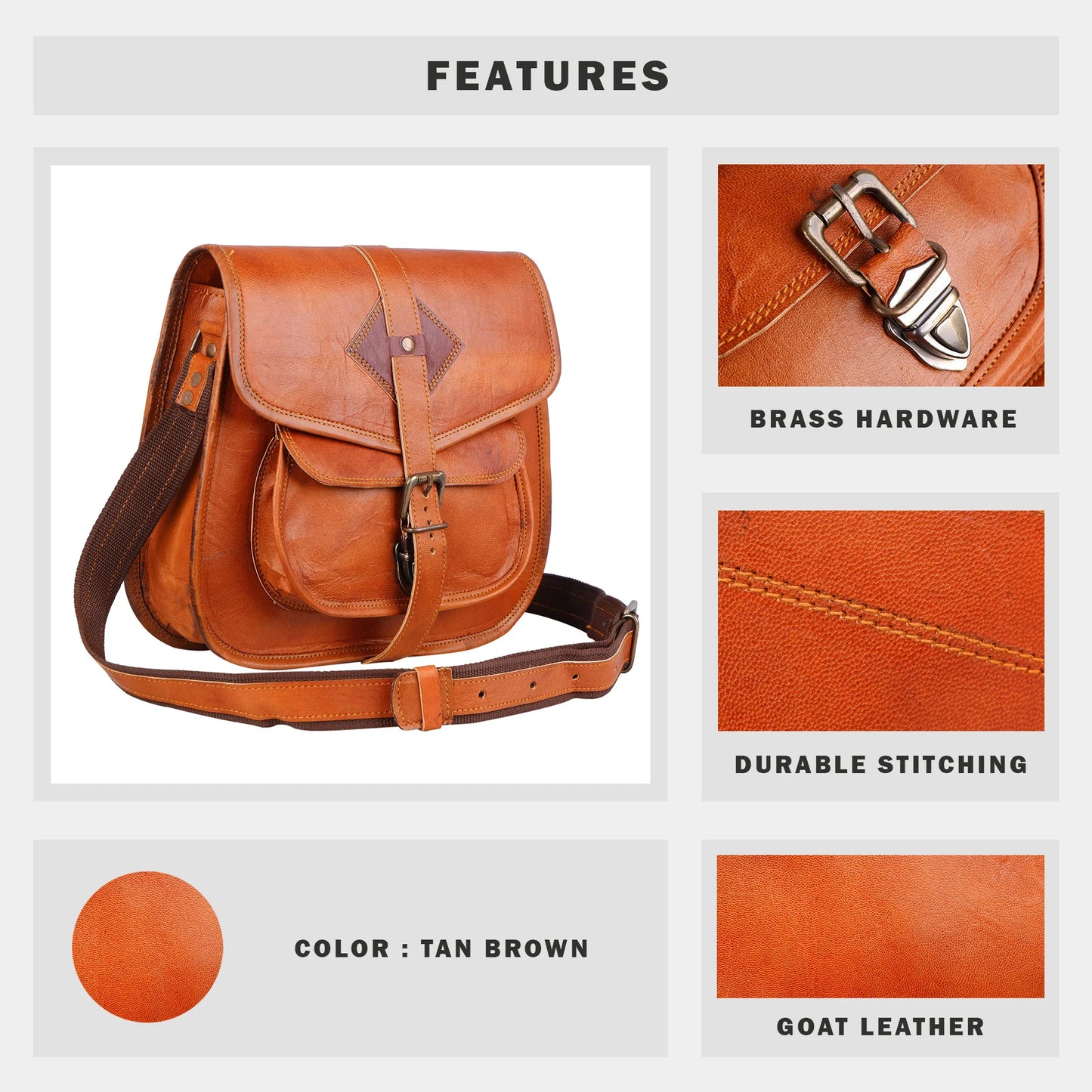 Real Leather Woman's Cross Body Satchel Bag
