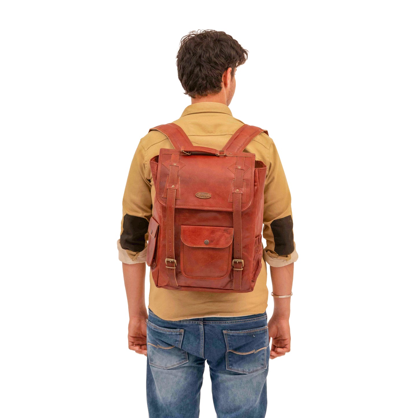 16 Inch Brown Leather Backpack For Men Vintage Easy Open Push Lock Genuine leather backpack for men/women Leather laptop backpack for men and women with padded Laptop Compartment