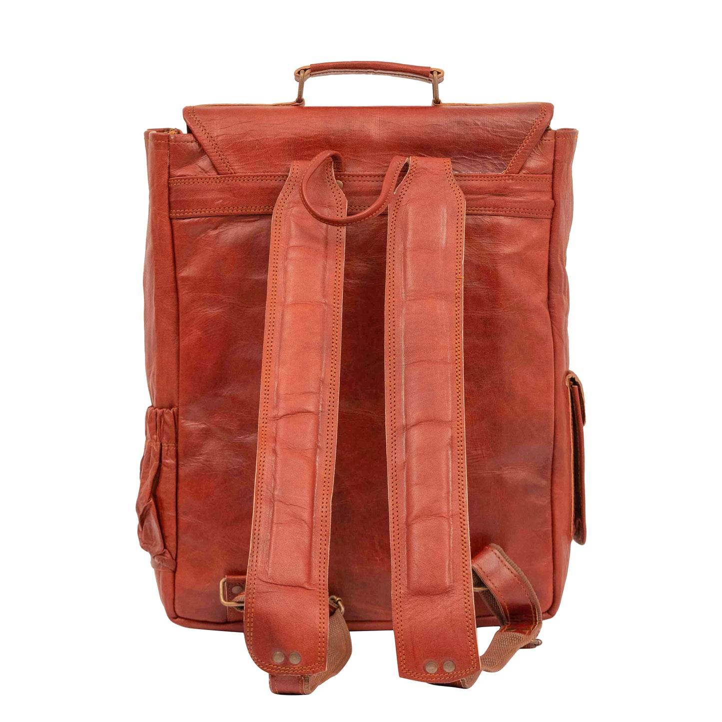 16 Inch Brown Leather Backpack For Men Vintage Easy Open Push Lock Genuine leather backpack for men/women Leather laptop backpack for men and women with padded Laptop Compartment