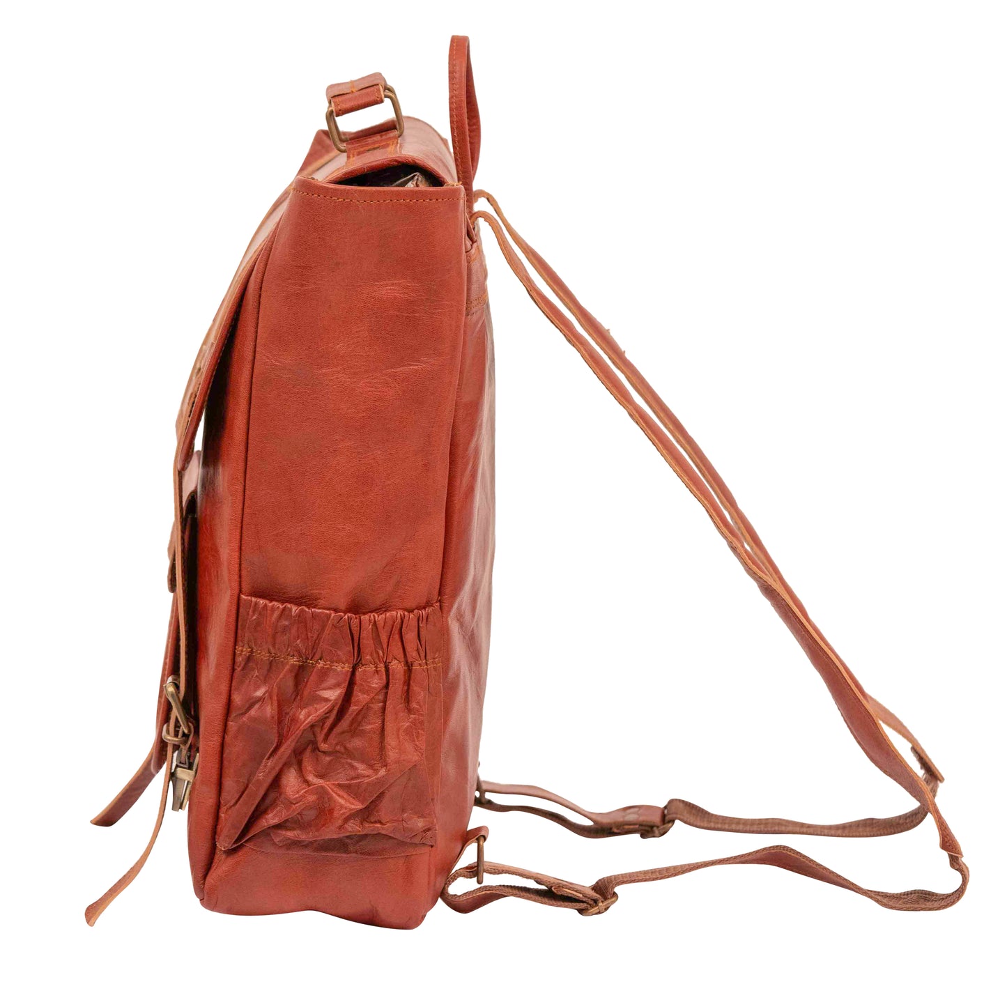 16 Inch Brown Leather Backpack For Men Vintage Easy Open Push Lock Genuine leather backpack for men/women Leather laptop backpack for men and women with padded Laptop Compartment