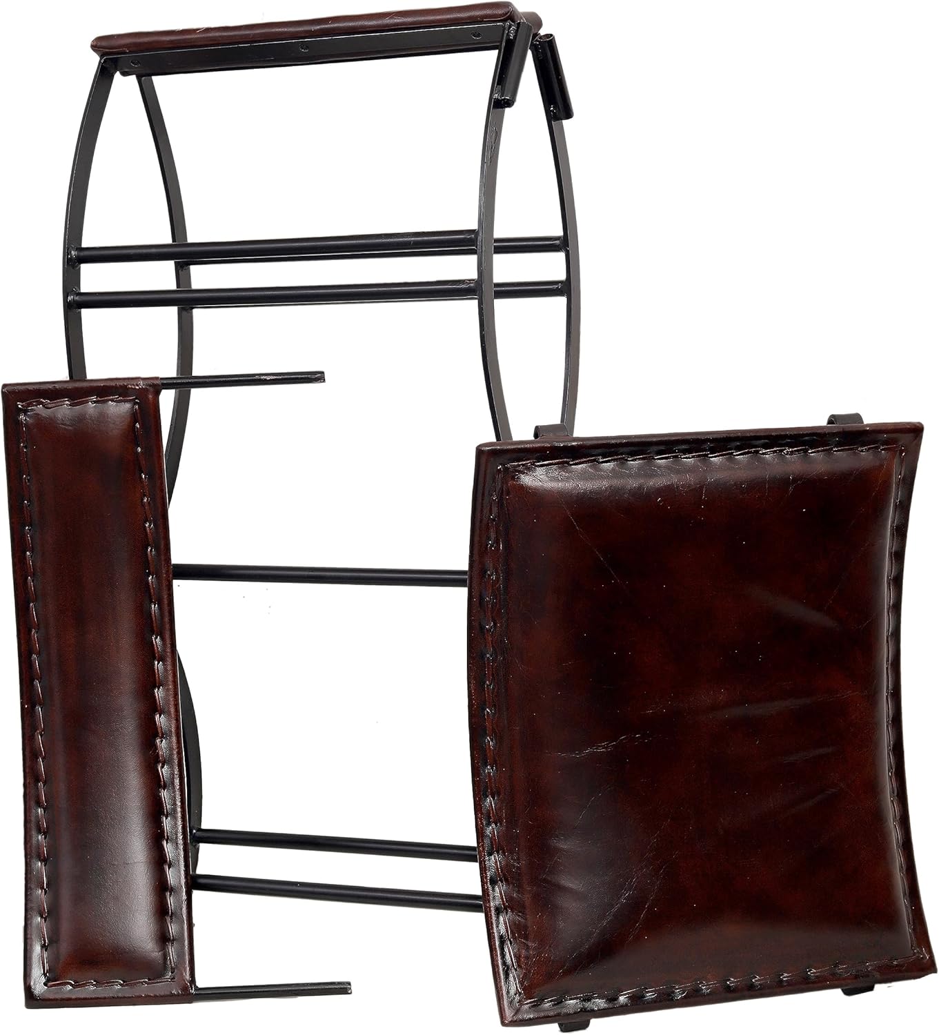 Rajeriya Mid-Century Modern Folding Chair, Comfy Leather Leisure Chair Lazy Chair with Metal Leg for Living Room Bedroom Office Apartment, Brown
