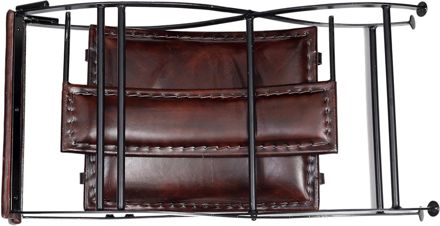 Rajeriya Mid-Century Modern Folding Chair, Comfy Leather Leisure Chair Lazy Chair with Metal Leg for Living Room Bedroom Office Apartment, Brown